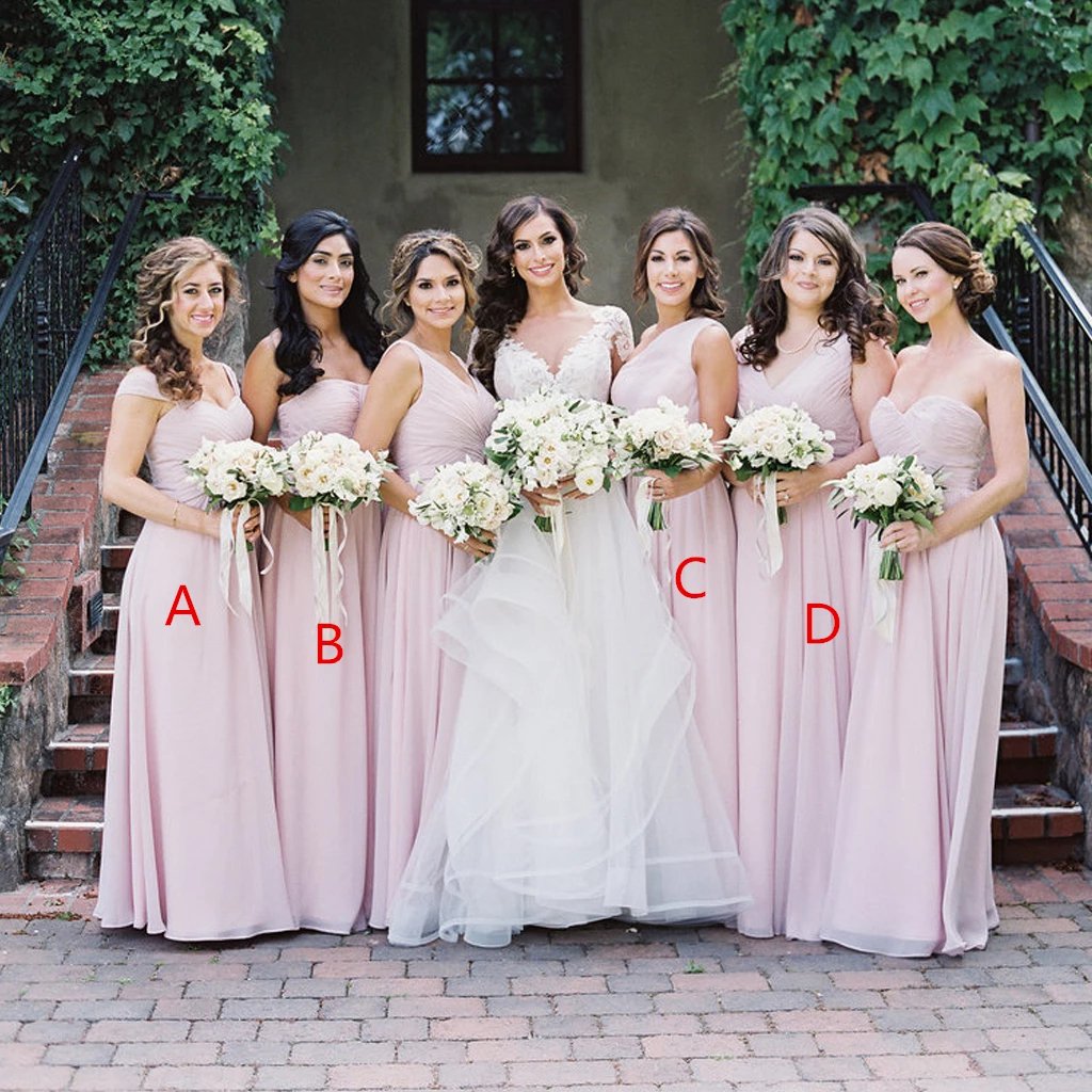 mismatched beige bridesmaid dresses