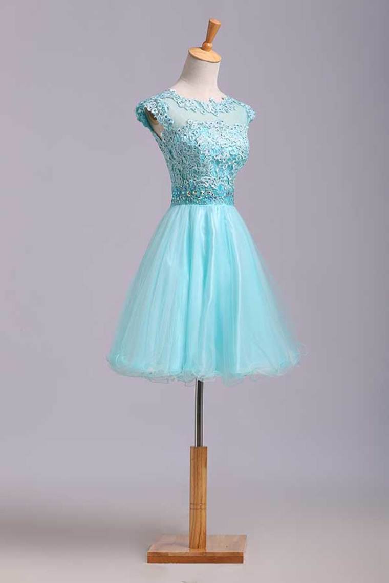 2024 Homecoming Dresses A Line Scoop Short/Mini Tulle&Lace