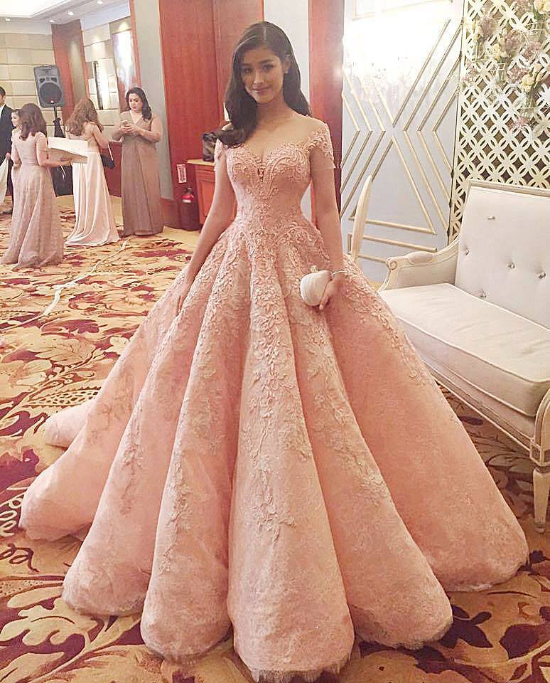 Blush Pink Evening Dress New Fashion Gorgeous Sweet 16 Gowns pink long Quinceanera Dresses RS168