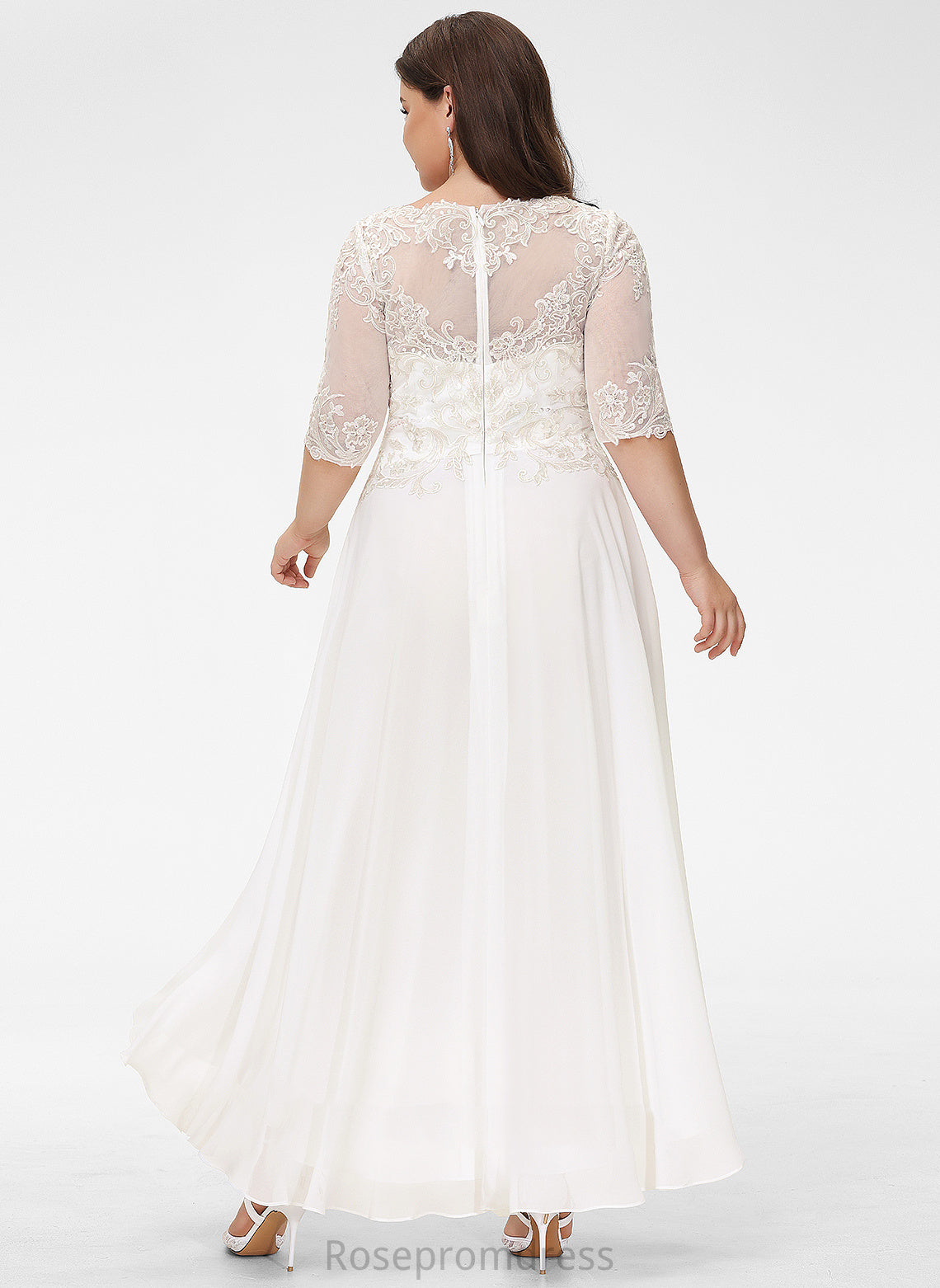 Sequins Asymmetrical Wedding Dresses A-Line With Dress Maisie Chiffon Scoop Beading Wedding Lace