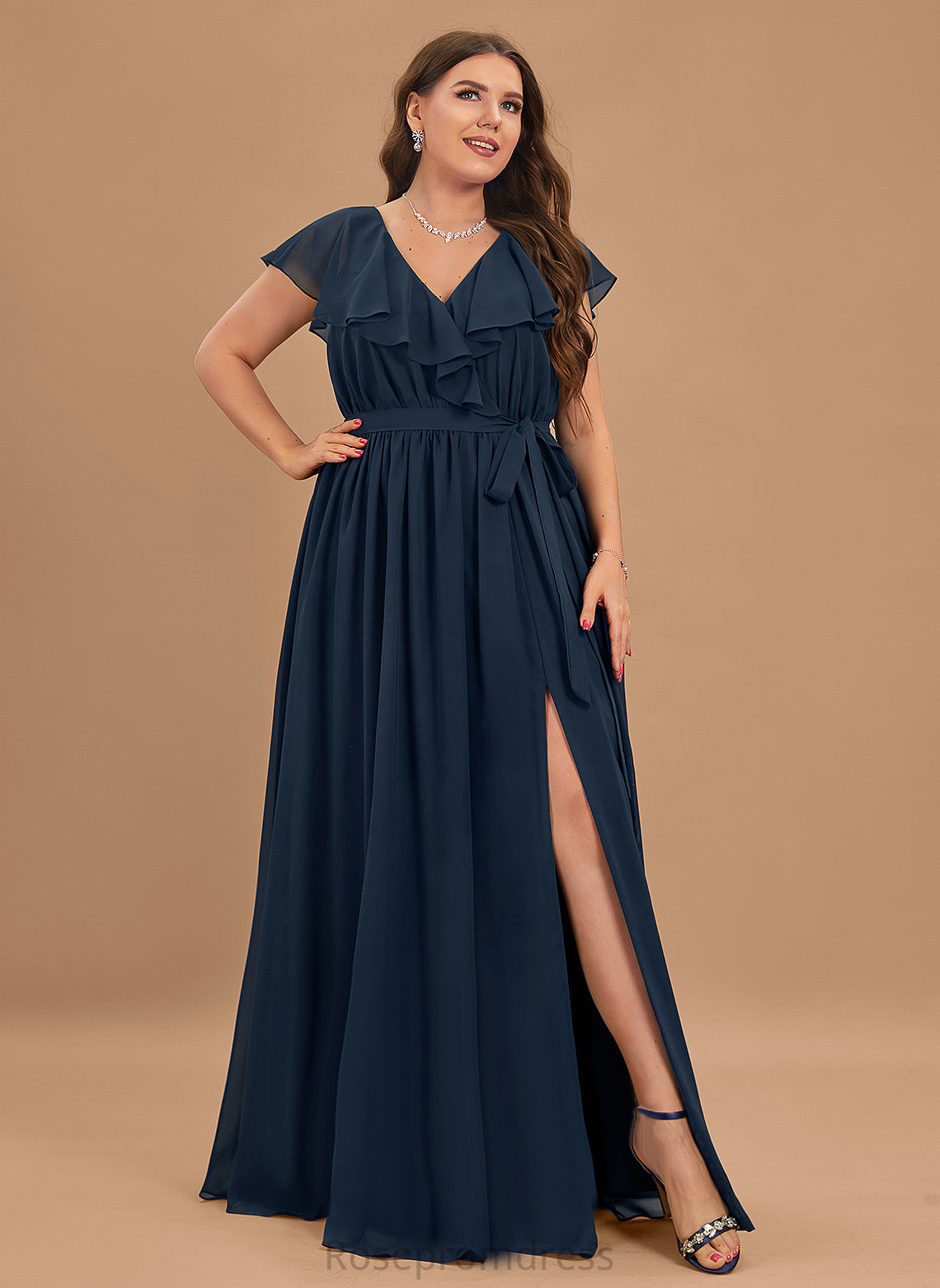 Length Silhouette Embellishment Floor-Length Fabric Neckline A-line V-Neck Fiona Bridesmaid Dresses