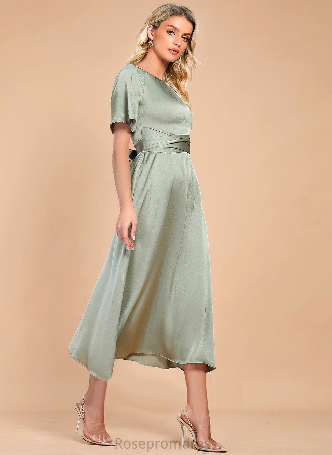 Cocktail A-Line Cocktail Dresses Dress Tea-Length Satin Madyson