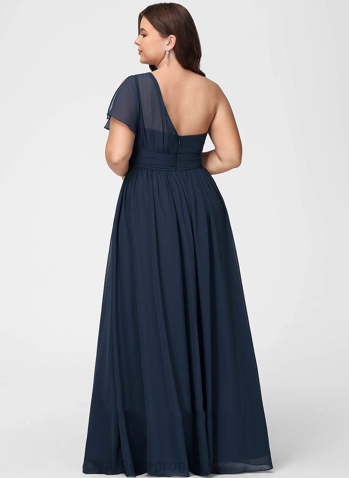 Fabric A-Line Length One-Shoulder Silhouette Ruffle Neckline Floor-Length Embellishment Rosalind Natural Waist Floor Length Bridesmaid Dresses