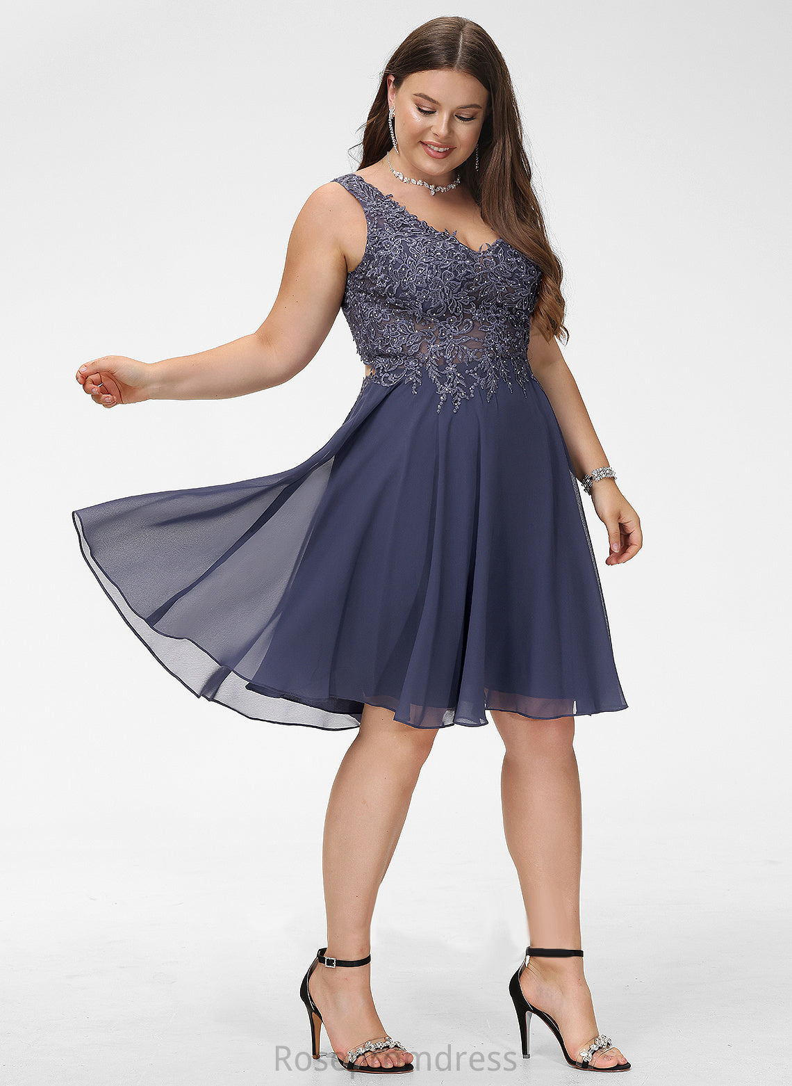 Homecoming Homecoming Dresses Knee-Length Lace Isabel With Chiffon A-Line Dress Beading V-neck