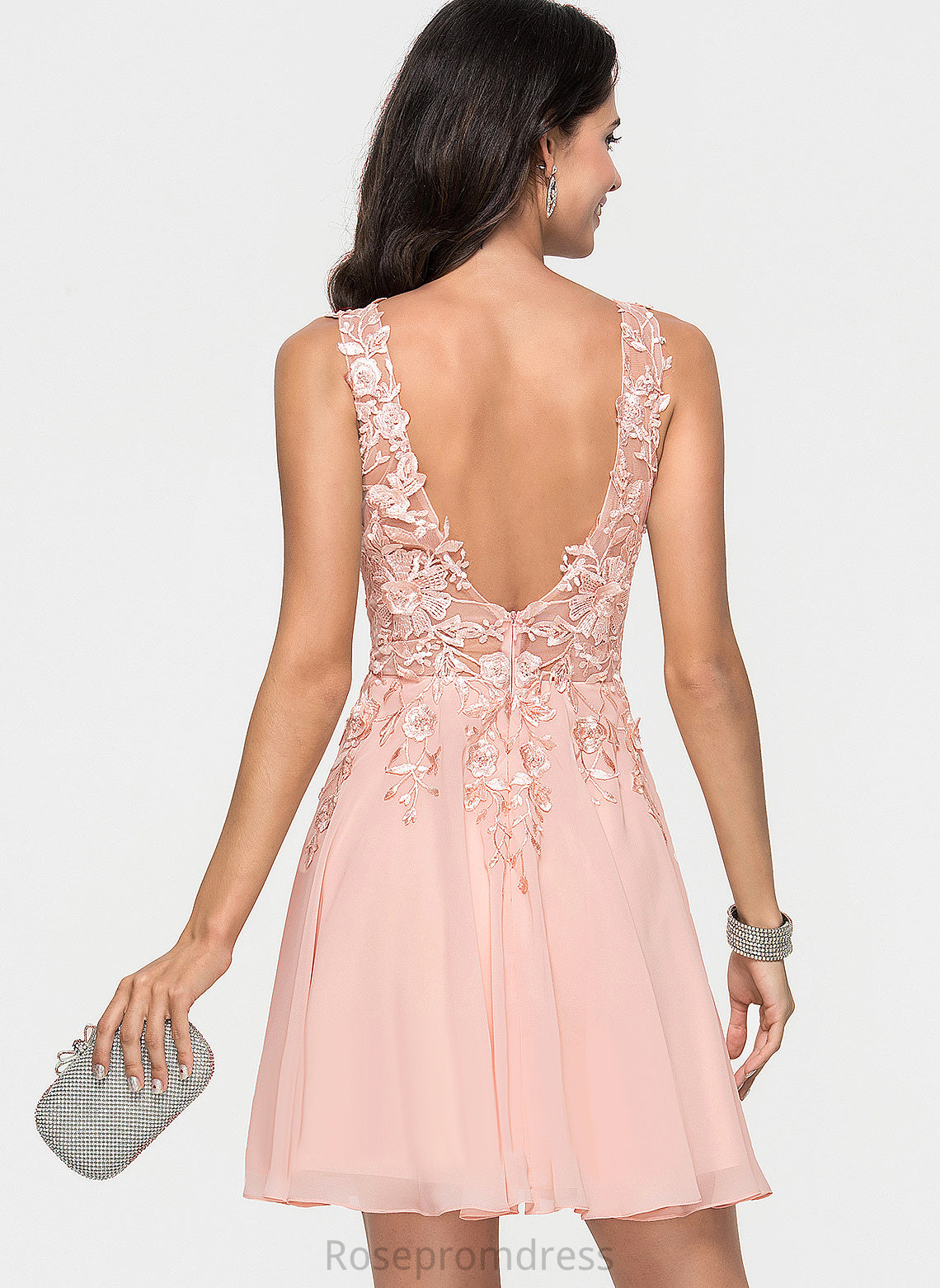 Homecoming Dress Chiffon V-neck Beading With Giovanna Short/Mini A-Line Homecoming Dresses Lace