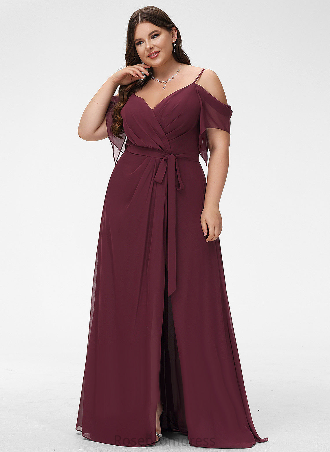 V-neck Ruffle Fabric Neckline Floor-Length A-Line Embellishment Silhouette Length Rubi V-Neck Floor Length Bridesmaid Dresses