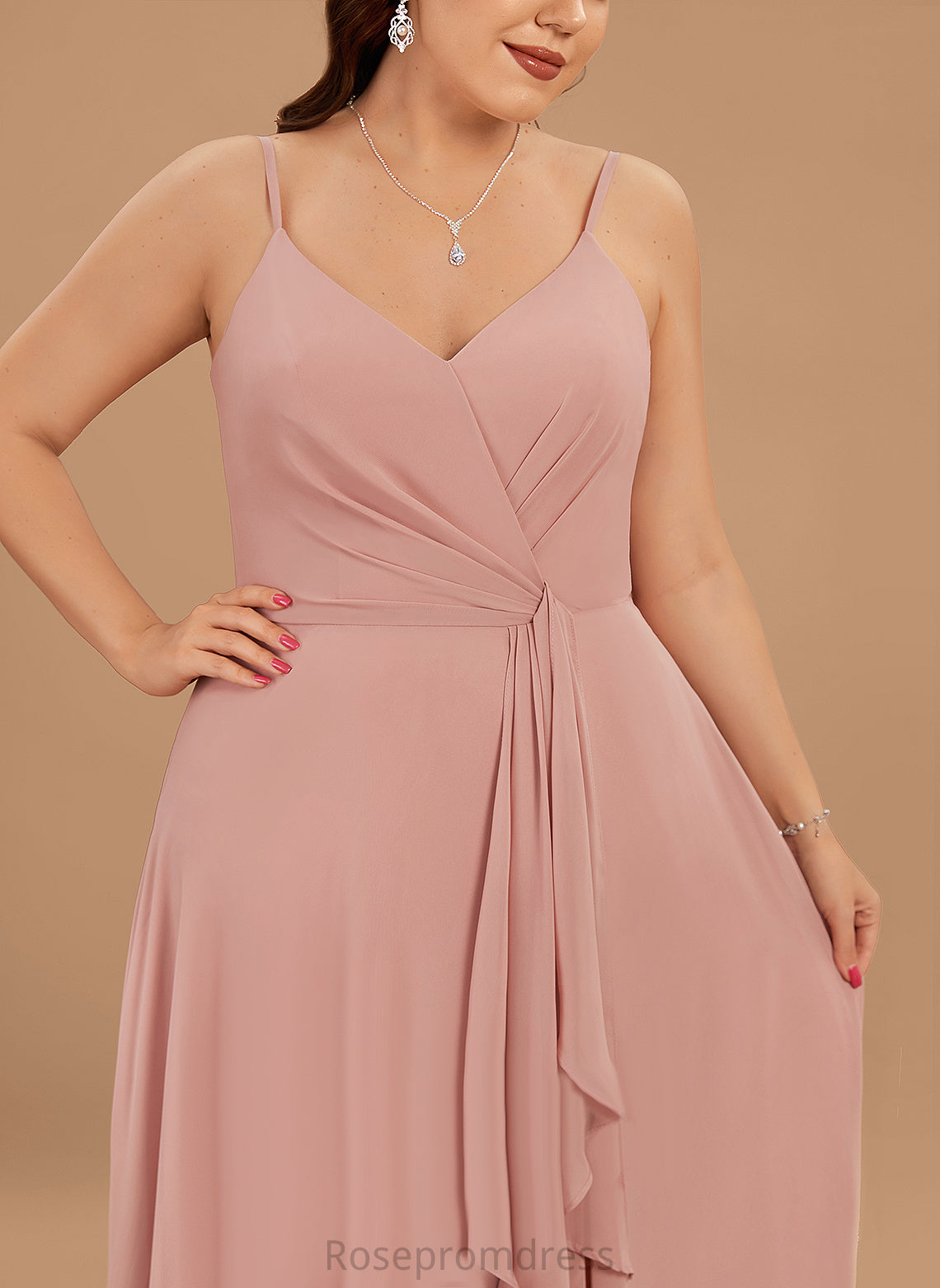 Length Fabric Straps&Sleeves Floor-Length Neckline Silhouette A-line V-Neck Nevaeh Natural Waist Floor Length A-Line/Princess Bridesmaid Dresses