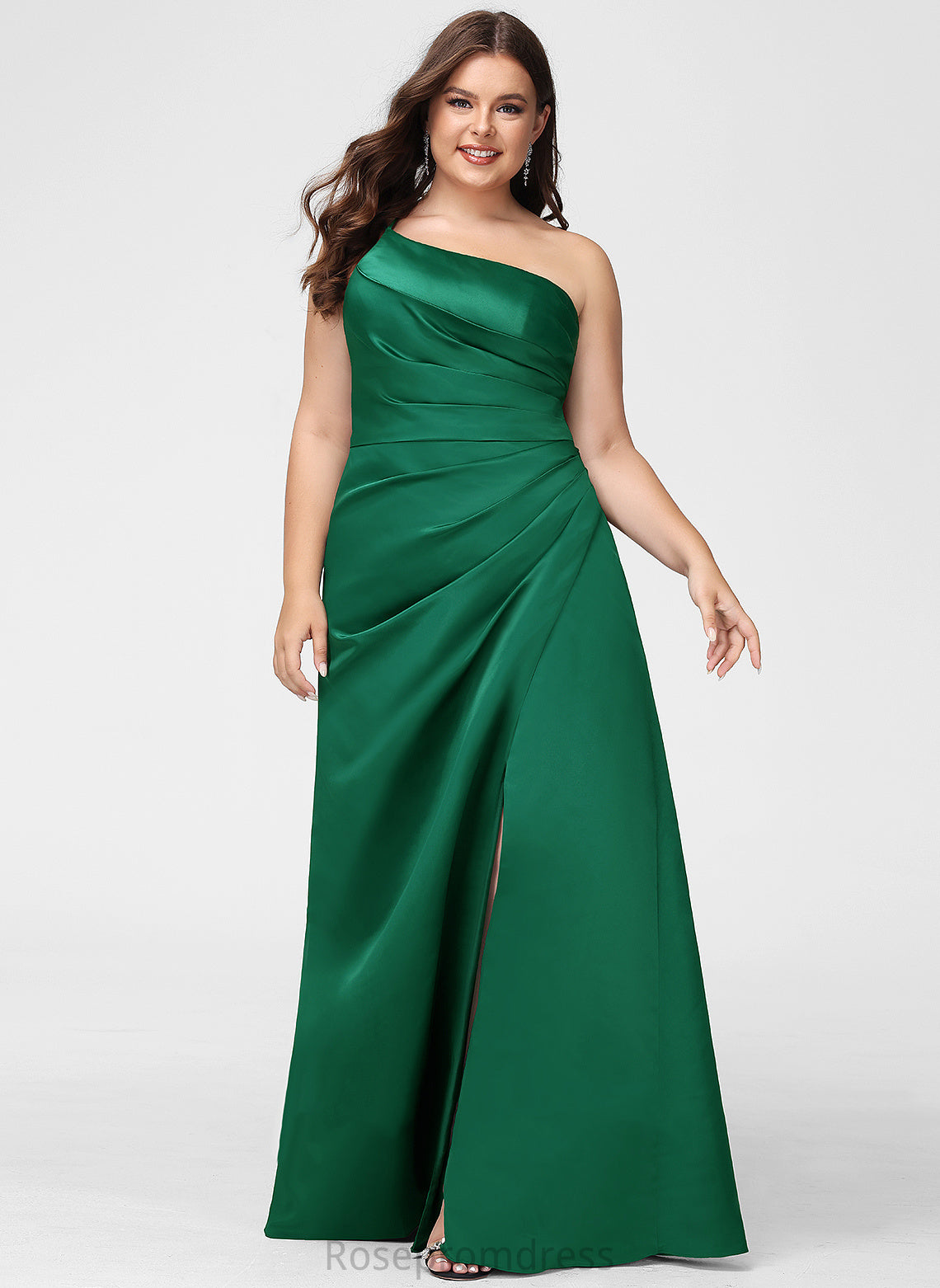 Floor-Length Satin Silhouette OneShoulder A-line Fabric Neckline Straps&Sleeves Length Dulce Bridesmaid Dresses