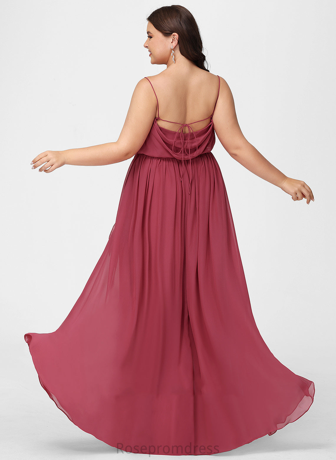 A-Line Silhouette Neckline Ruffle CowlNeck Fabric Length Floor-Length SplitFront Embellishment Adalynn Bridesmaid Dresses