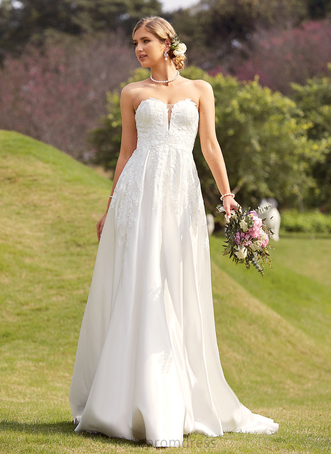 Wedding Kendal Front Satin Ball-Gown/Princess Chapel Sweetheart Wedding Dresses Lace Train Split With Dress