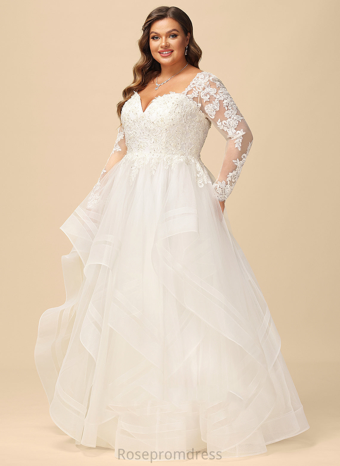 V-neck Lace Wedding Beading Floor-Length Ball-Gown/Princess Dress With Wedding Dresses Tulle Sequins Lynn