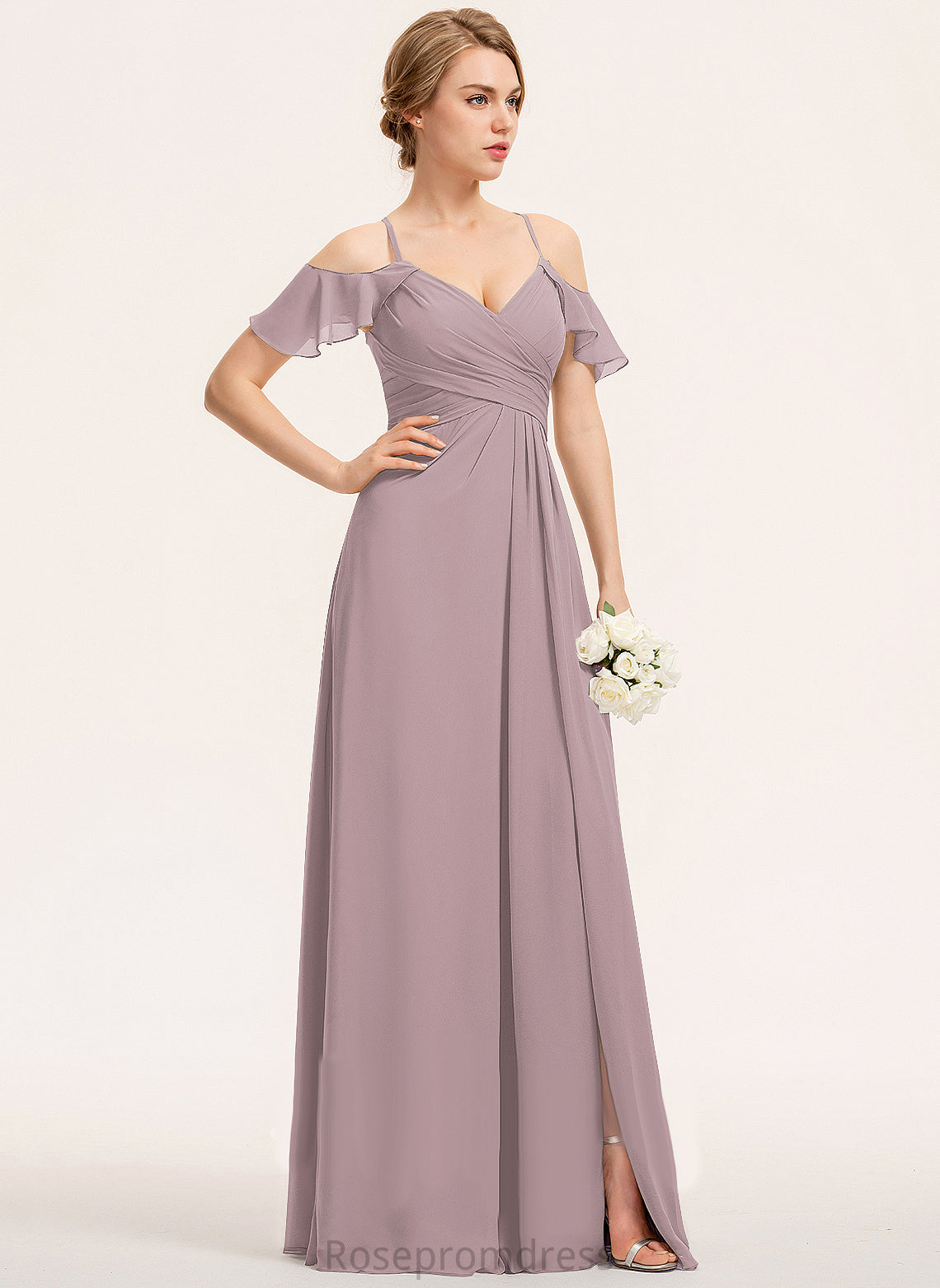 Length A-line Pleated Straps&Sleeves Floor-Length Silhouette Fabric Embellishment Kate Natural Waist Floor Length Spaghetti Staps Bridesmaid Dresses