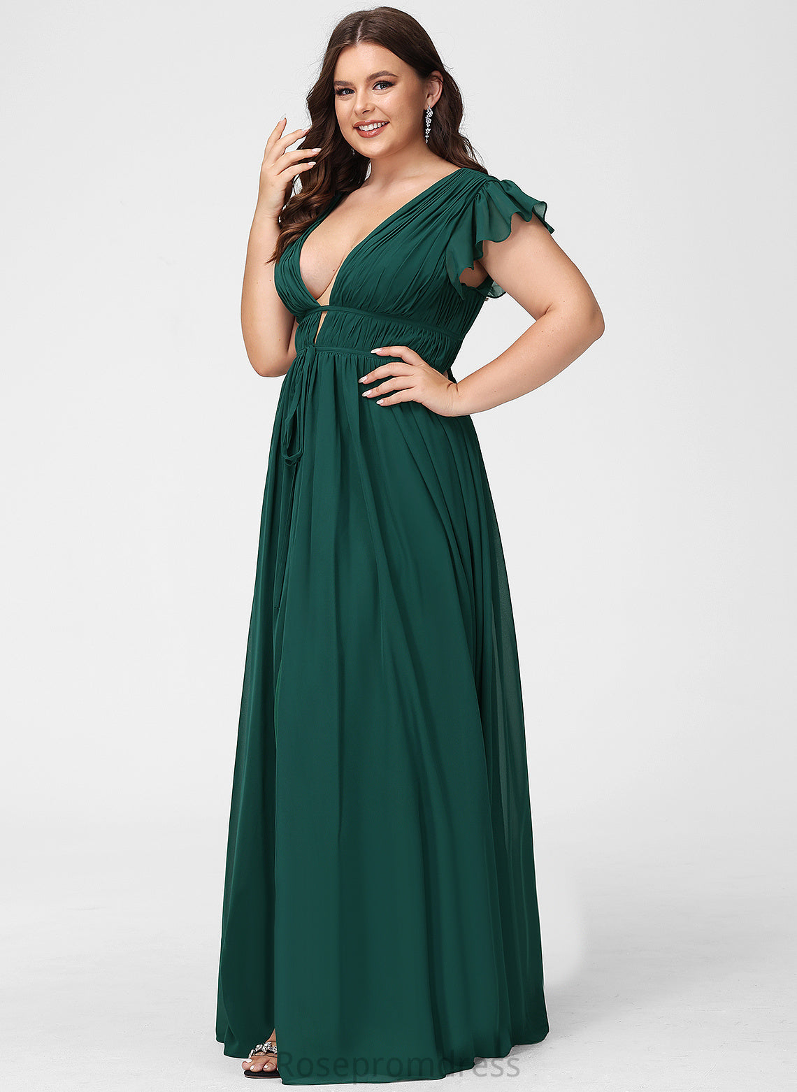 Silhouette A-line Length Straps&Sleeves V-Neck Neckline Floor-Length Fabric Finley A-Line/Princess Empire Waist Short Sleeves Bridesmaid Dresses