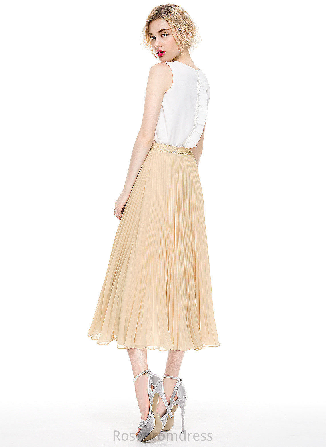 Skirt With Cocktail Pleated A-Line/Princess Chiffon Cocktail Dresses Micah Tea-Length