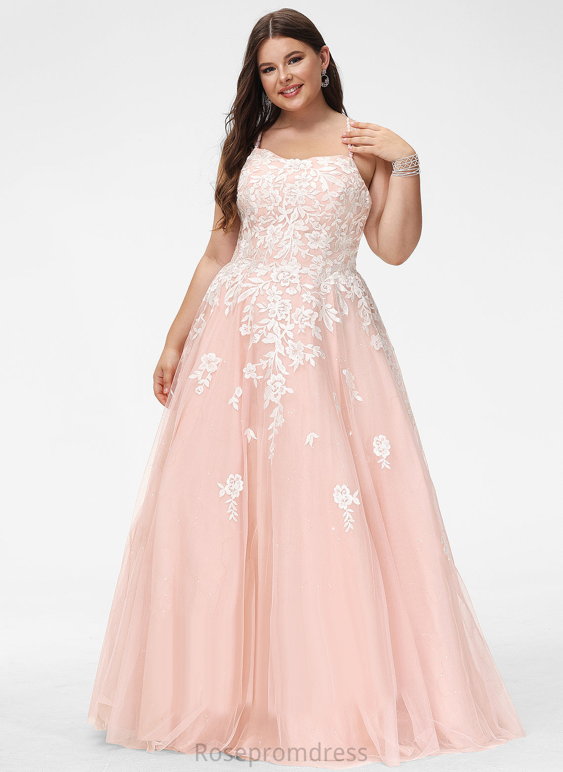 Ball-Gown/Princess With Prom Dresses Sequins Square Floor-Length Tulle Marissa