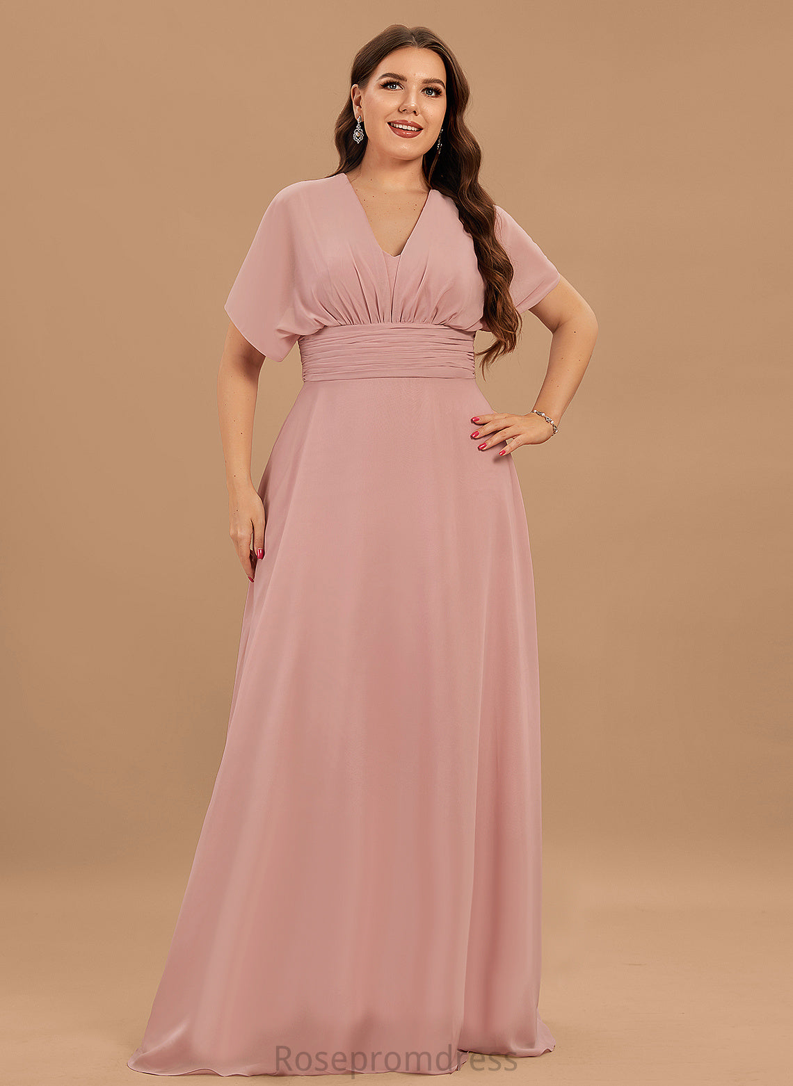 OneShoulder Length Fabric Halter Silhouette Straps&Sleeves Neckline Floor-Length V-Neck A-line Lailah Bridesmaid Dresses