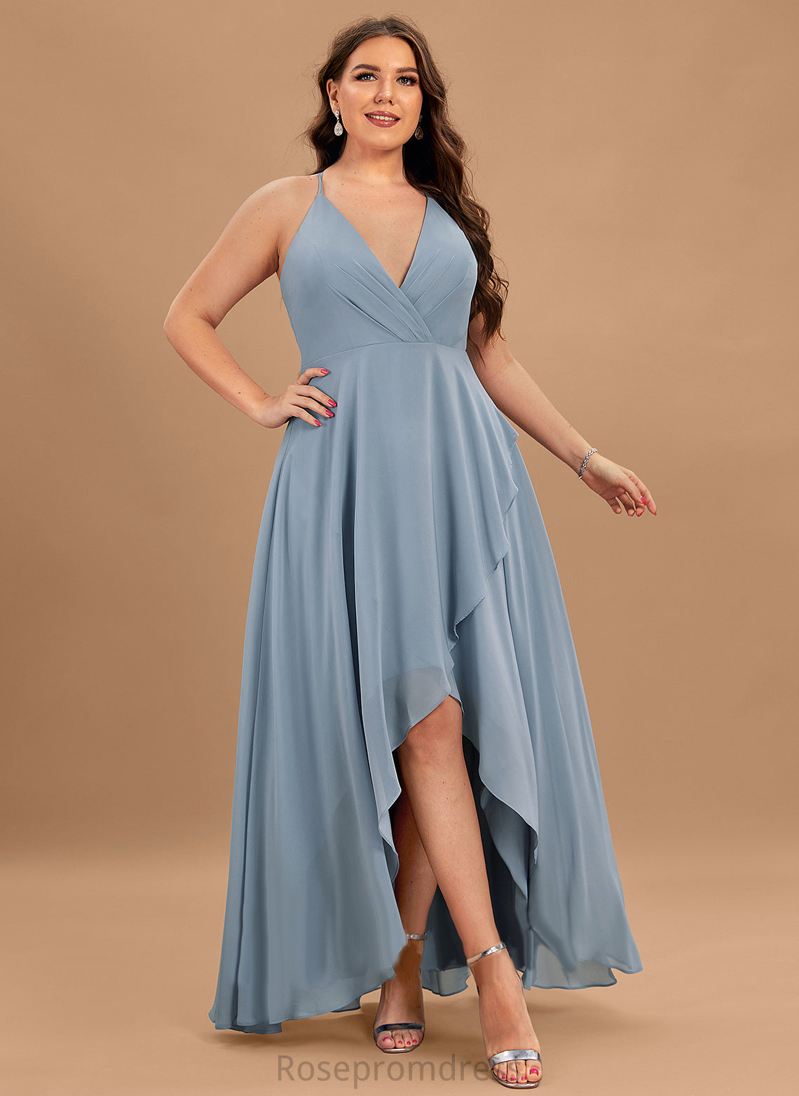 Asymmetrical Kaylynn Dress Chiffon Cocktail V-neck A-Line Cocktail Dresses