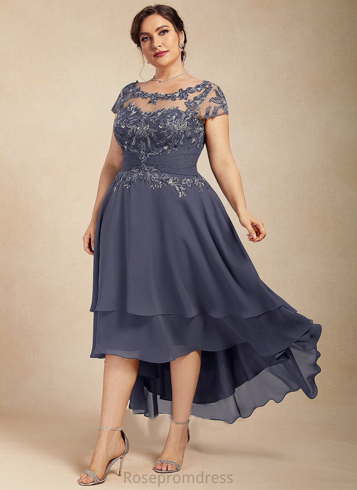 of A-Line With Neck Bride Lace Chiffon Beading the Asymmetrical Mother of the Bride Dresses Mother Dress Kaitlynn Scoop