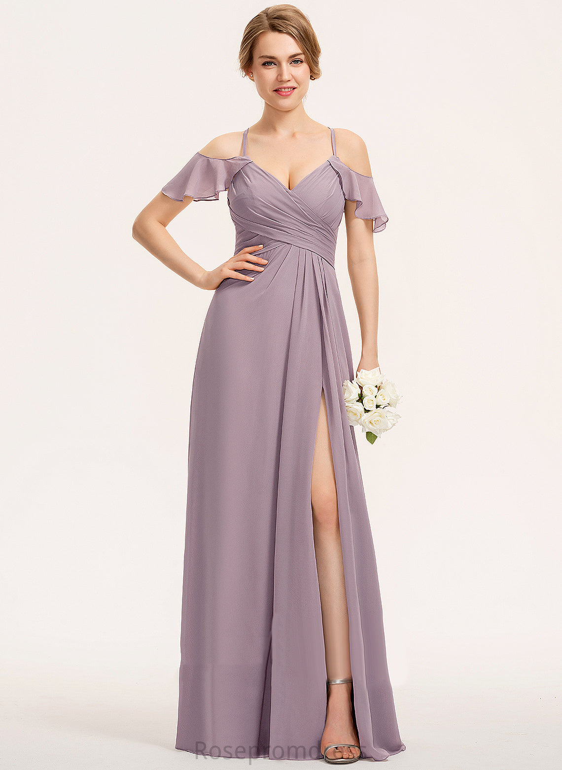 Fabric Straps&Sleeves Floor-Length A-Line Silhouette Pleated Length Embellishment Carley Floor Length Sleeveless Natural Waist Bridesmaid Dresses