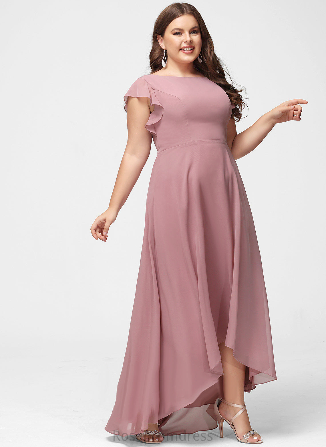 Scoop Length A-line Asymmetrical Silhouette Neckline Fabric Straps&Sleeves Jaylynn Sleeveless Spaghetti Staps Natural Waist Bridesmaid Dresses