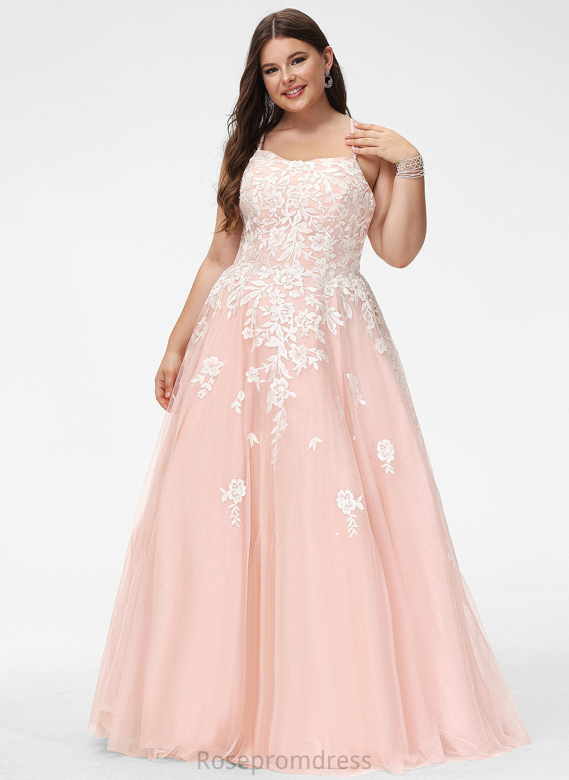 Alia Prom Dresses Tulle Floor-Length Square Sequins Ball-Gown/Princess With Lace