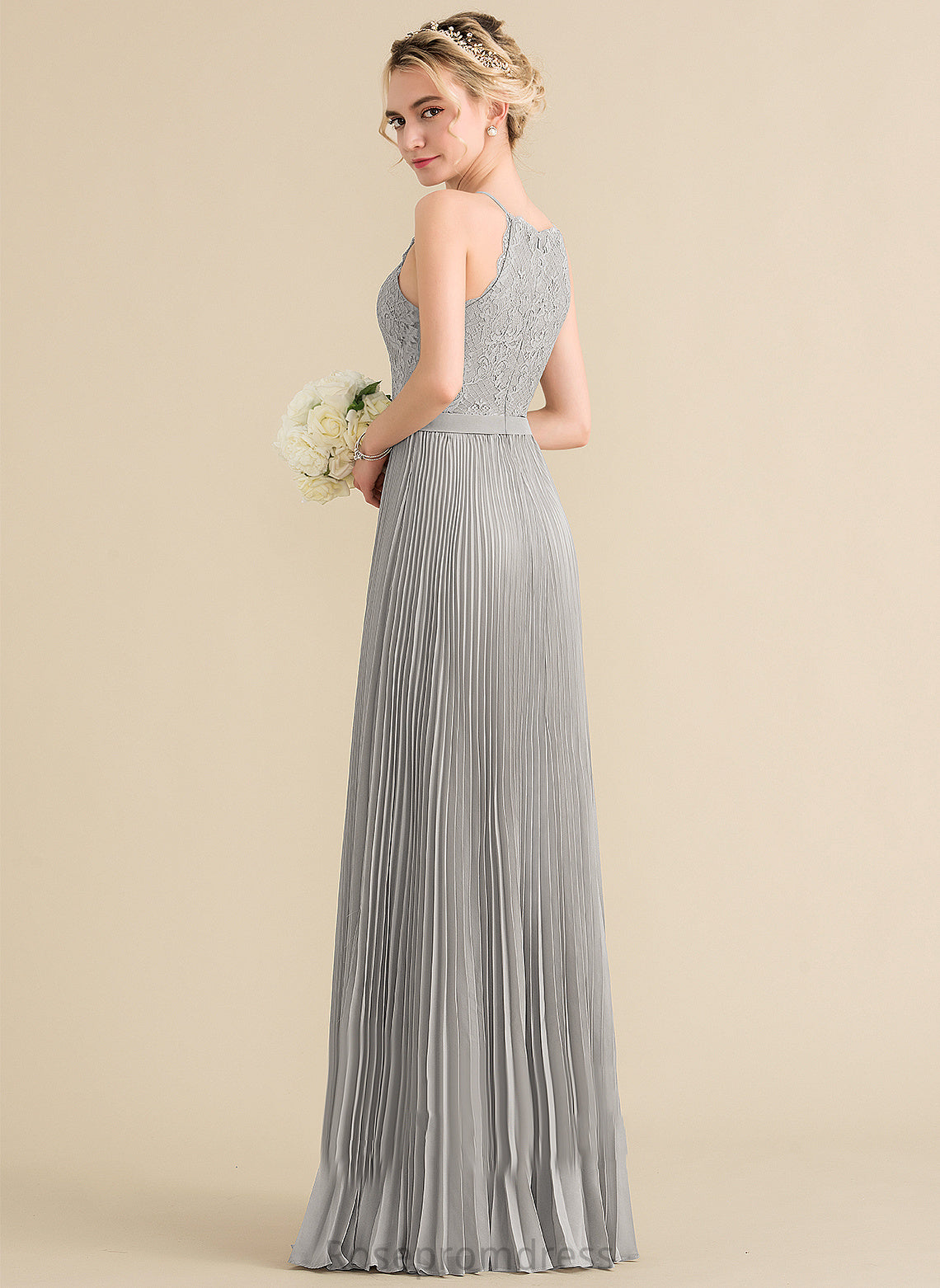 Length Embellishment Fabric Floor-Length A-Line Scoop Neckline Silhouette Pleated Helena Sleeveless Floor Length Bridesmaid Dresses