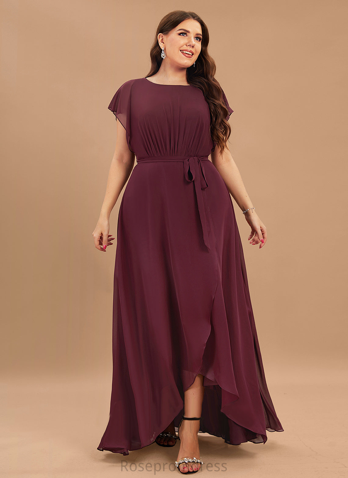 Straps&Sleeves A-line Scoop Asymmetrical Silhouette Neckline Length Fabric Mavis Bridesmaid Dresses