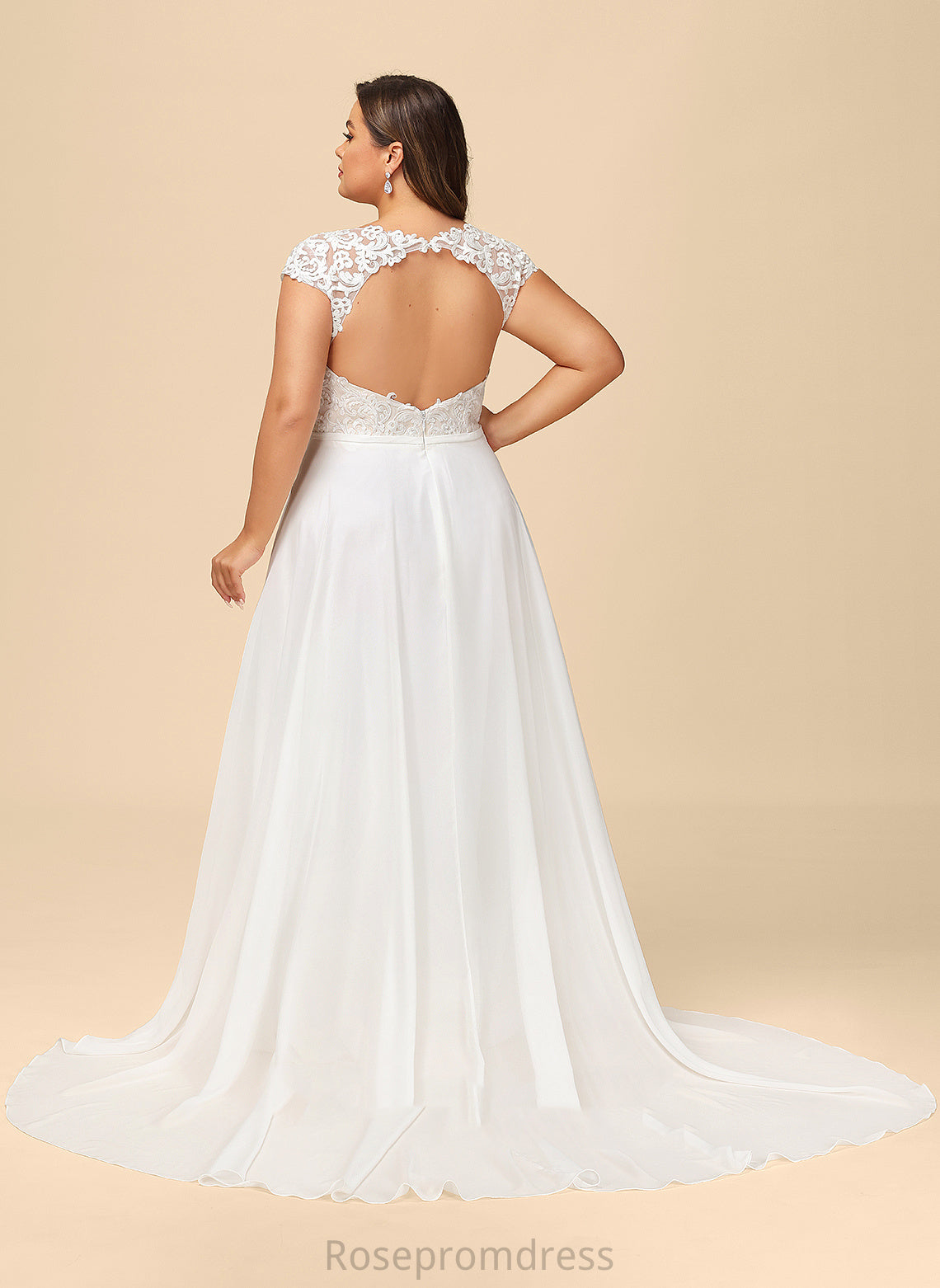 Train Wedding Sweep Wedding Dresses Chiffon A-Line Split Front With Lace Anya V-neck Dress