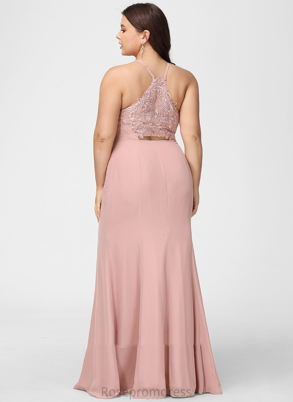 Neckline HighNeck A-Line Floor-Length Fabric Embellishment Length Silhouette SplitFront Lace Pru Bridesmaid Dresses