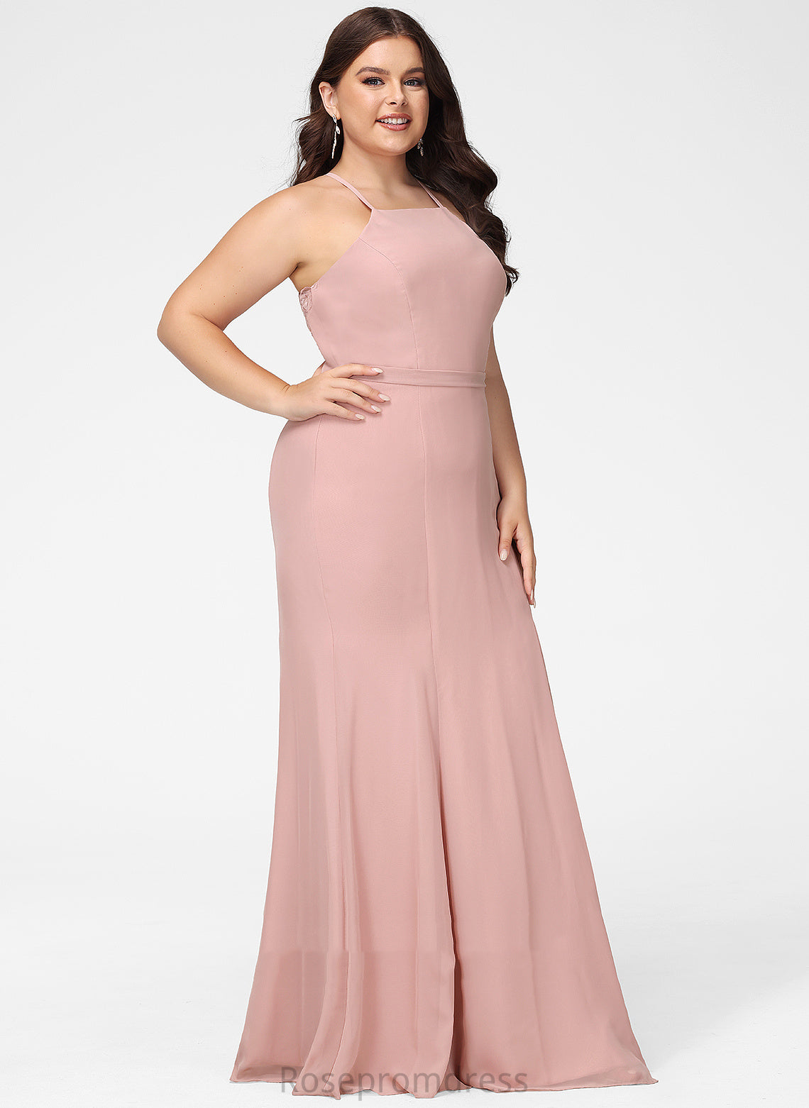 Neckline HighNeck A-Line Floor-Length Fabric Embellishment Length Silhouette SplitFront Lace Pru Bridesmaid Dresses