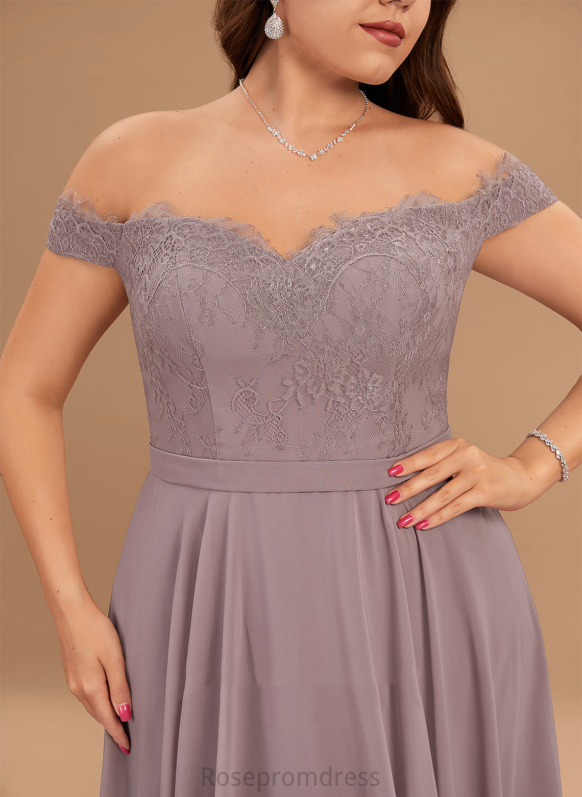 Chiffon Dress With A-Line Beading Jill Off-the-Shoulder Cocktail Dresses Lace Cocktail Tea-Length