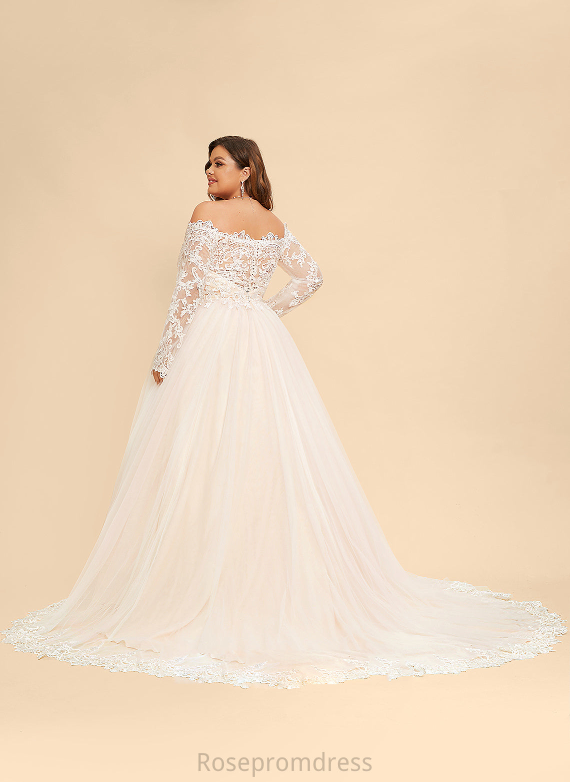 Wedding Dresses Makenna Train Dress Tulle Lace Wedding Off-the-Shoulder Chapel Ball-Gown/Princess