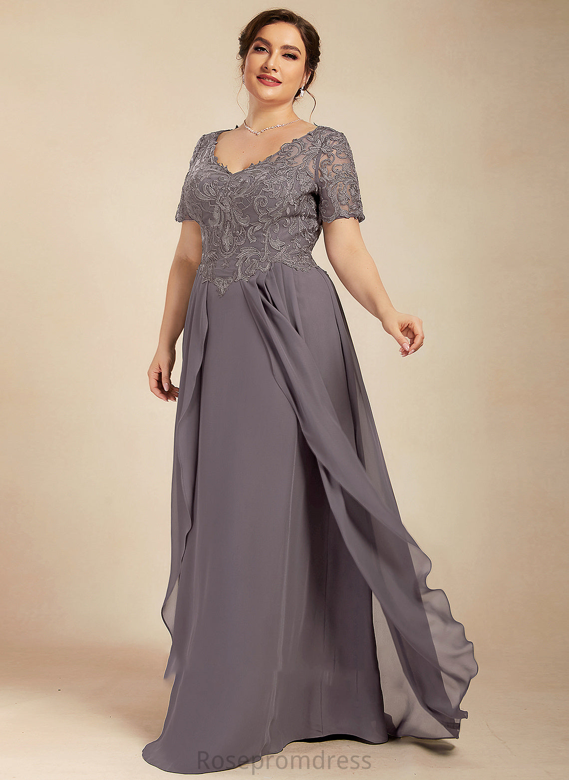 Floor-Length Lace A-Line V-neck Bride Mother Mother of the Bride Dresses Dress the Chiffon America of