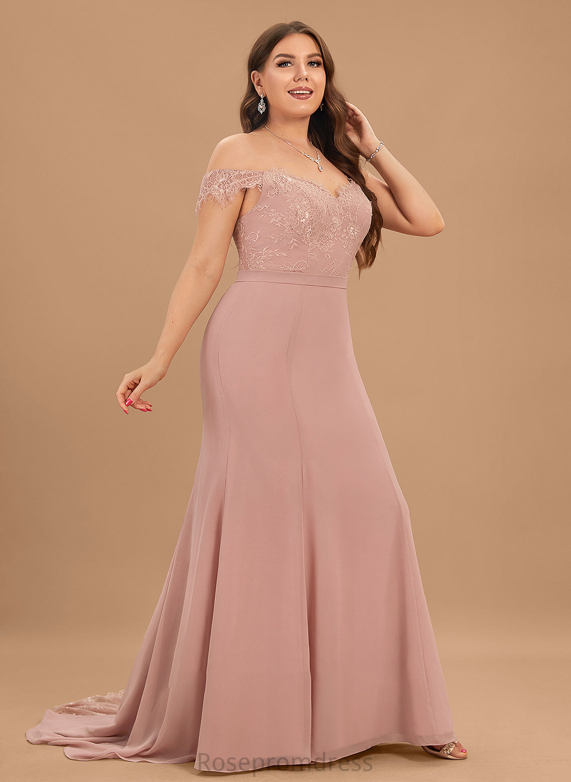 With Chiffon Sequins Winnie Off-the-Shoulder Lace Prom Dresses Train Court Trumpet/Mermaid