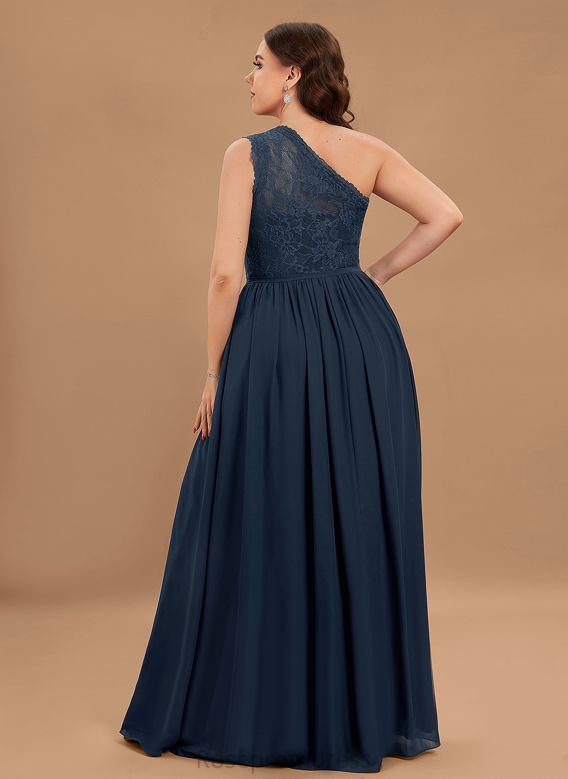 Lace Length A-line Silhouette OneShoulder Floor-Length Neckline Straps&Sleeves Fabric Naima Natural Waist A-Line/Princess Bridesmaid Dresses