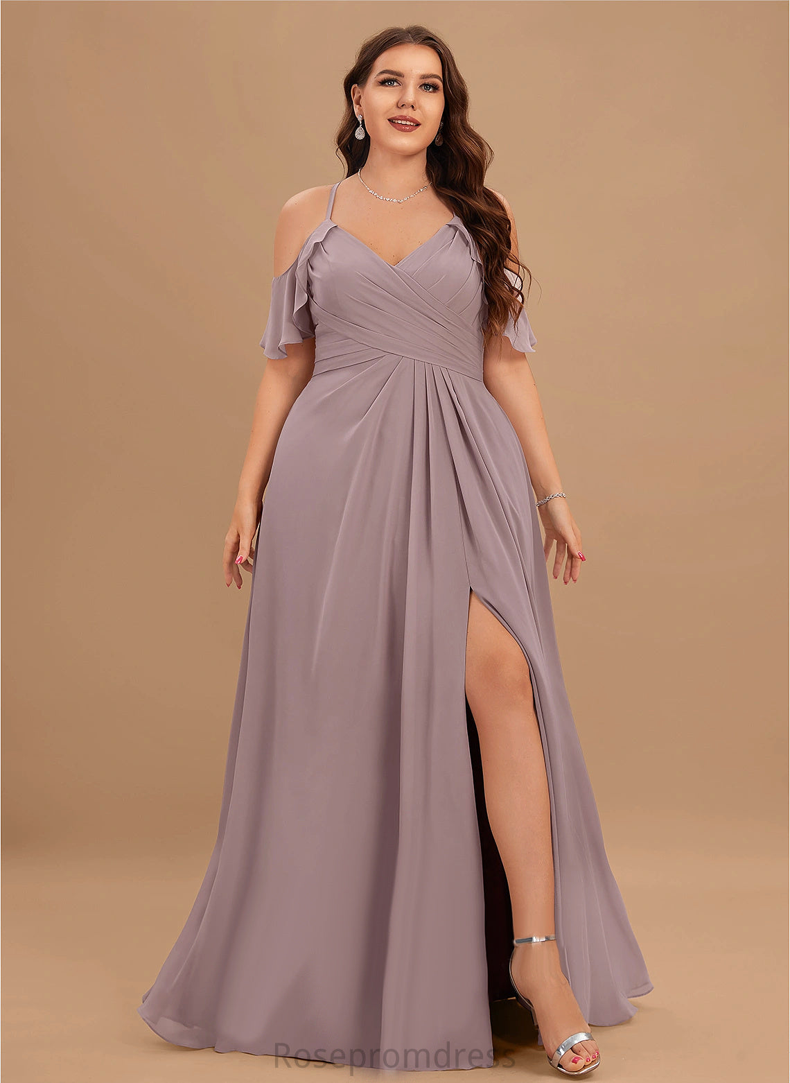 Length A-line Pleated Straps&Sleeves Floor-Length Silhouette Fabric Embellishment Kate Natural Waist Floor Length Spaghetti Staps Bridesmaid Dresses