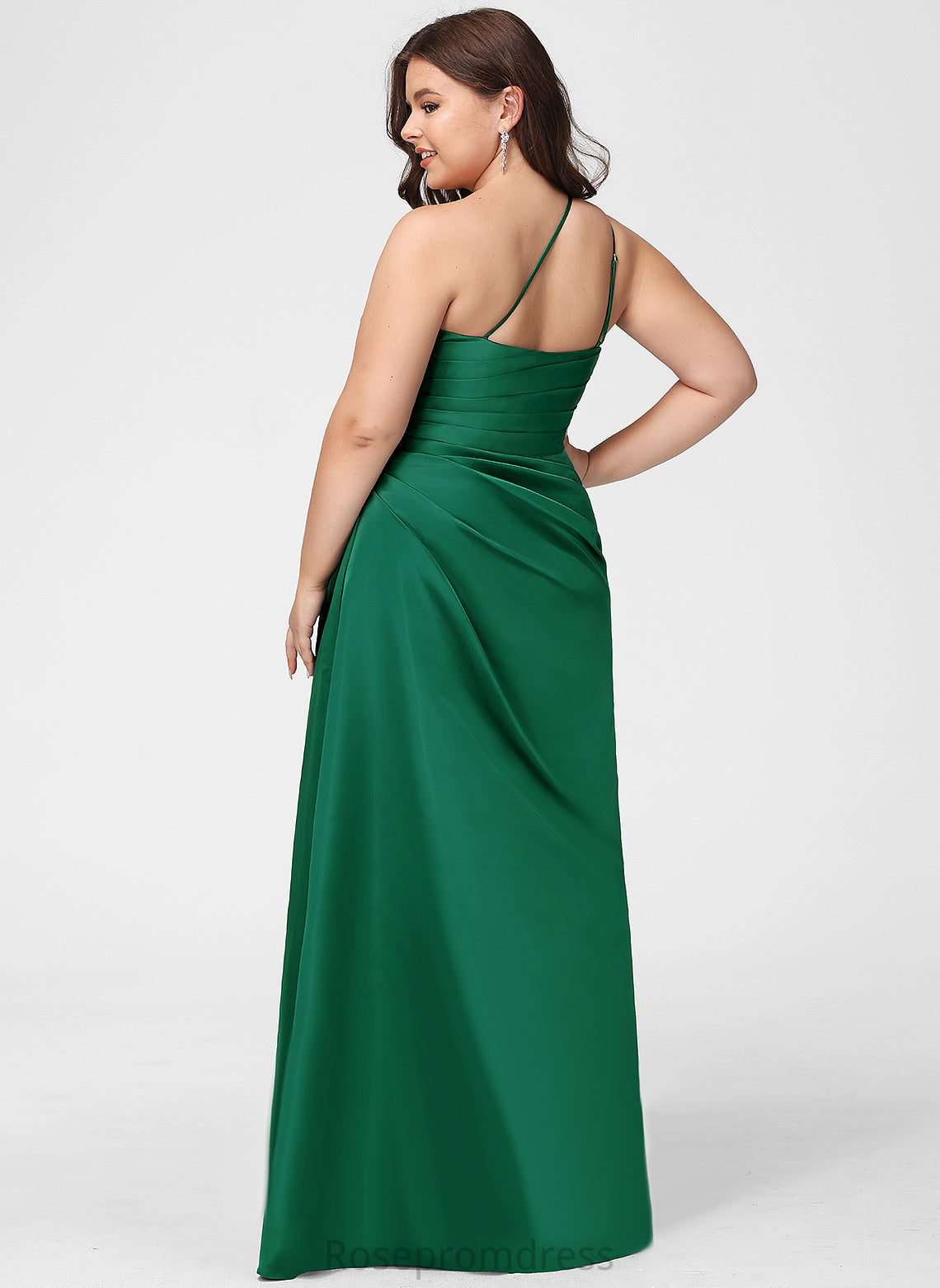 Floor-Length Satin Silhouette OneShoulder A-line Fabric Neckline Straps&Sleeves Length Dulce Bridesmaid Dresses