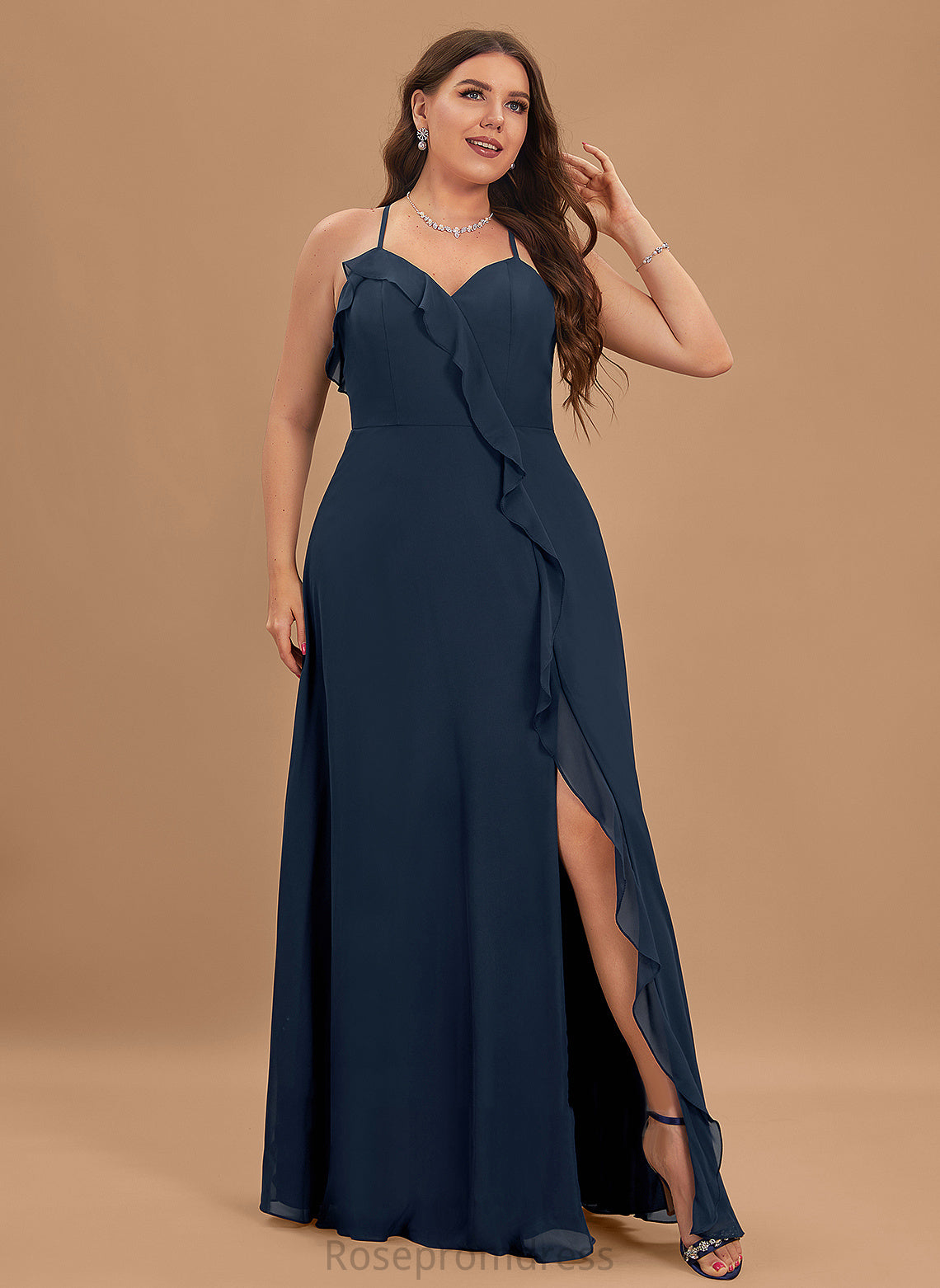 Silhouette V-neck A-Line Embellishment Neckline SplitFront Length Fabric Floor-Length Brooklyn Bridesmaid Dresses