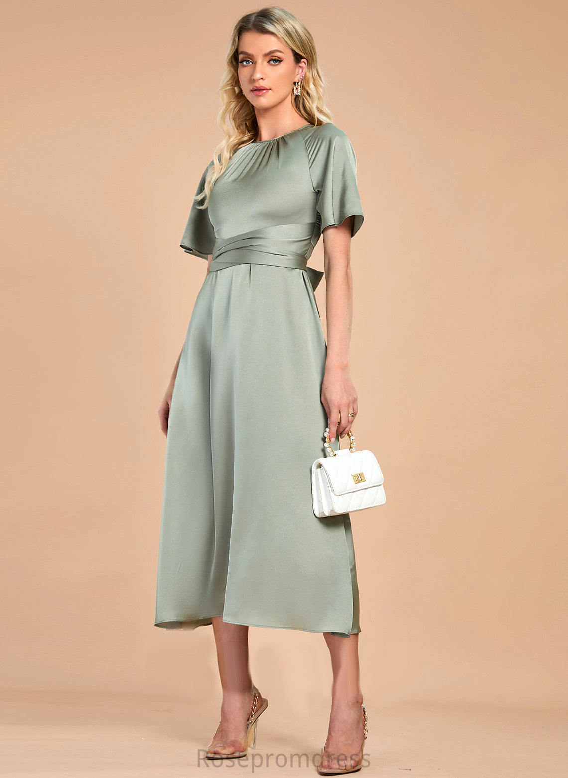 Cocktail A-Line Cocktail Dresses Dress Tea-Length Satin Madyson