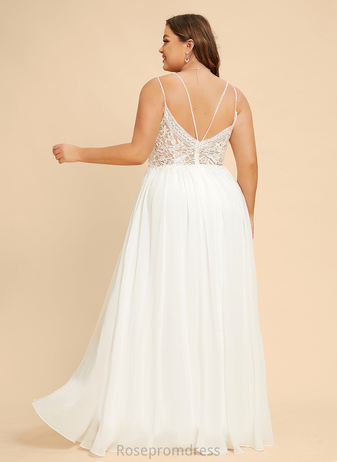 Wedding Floor-Length With V-neck Beading Chiffon Wedding Dresses Nancy Front Split Lace Dress A-Line