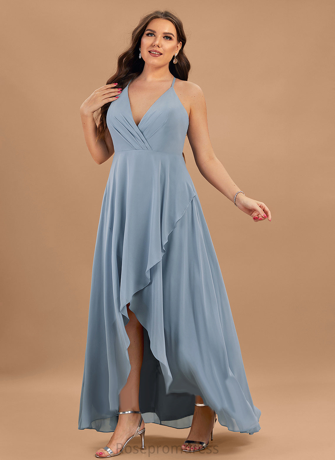 Chiffon V-neck Anabelle Prom Dresses A-Line Asymmetrical