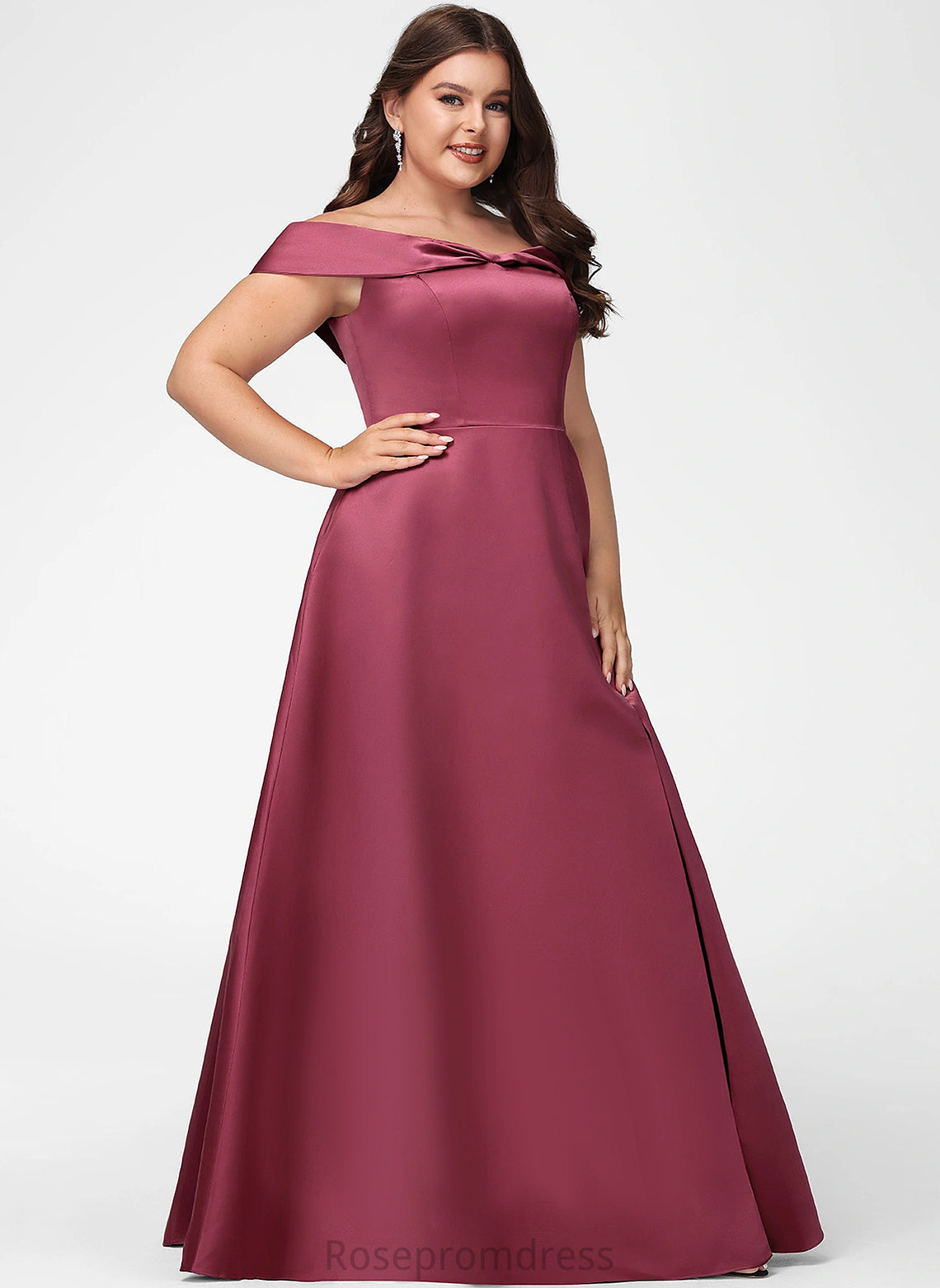 Silhouette Fabric Floor-Length Length Straps&Sleeves Neckline Satin A-line OfftheShoulder Ursula Bridesmaid Dresses