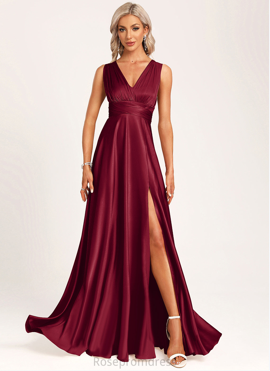 OneShoulder Sleeveless ShortSleeves V-Neck Length A-line Halter Silhouette Straps&Sleeves BackStyle Neckline Floor-Length Bridesmaid Dresses