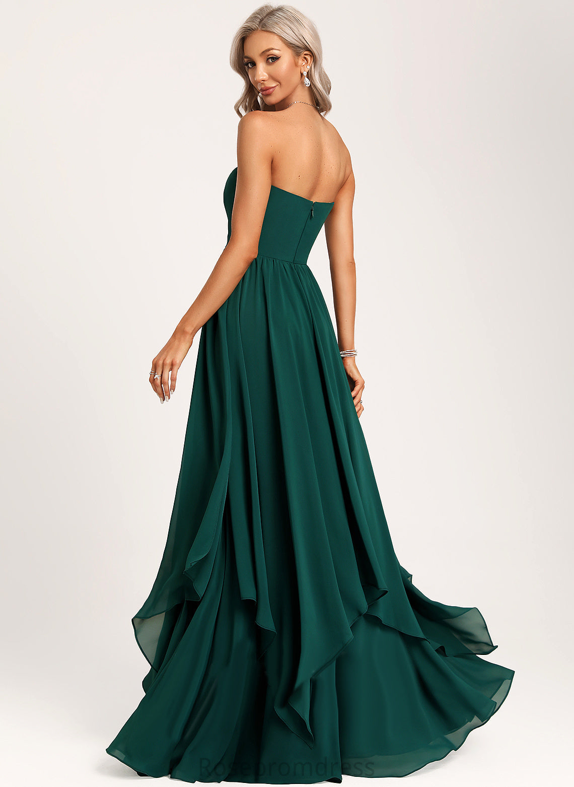 Ruffle Floor-Length Neckline Length A-Line Embellishment V-neck Silhouette Fabric Sweetheart Yuliana Bridesmaid Dresses