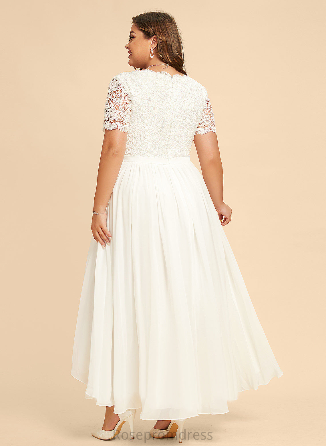 Dress Wedding Dresses Asymmetrical Wedding Lace With A-Line V-neck Morgan Chiffon