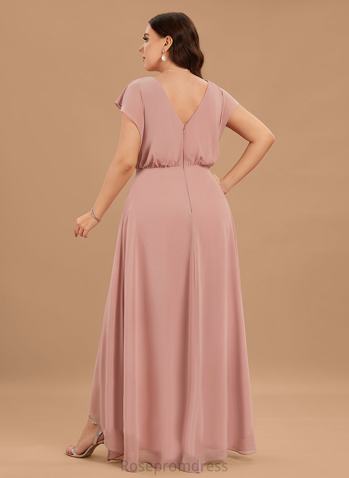 SplitFront Silhouette Asymmetrical Neckline Fabric V-neck A-Line Length Embellishment Amina Bridesmaid Dresses