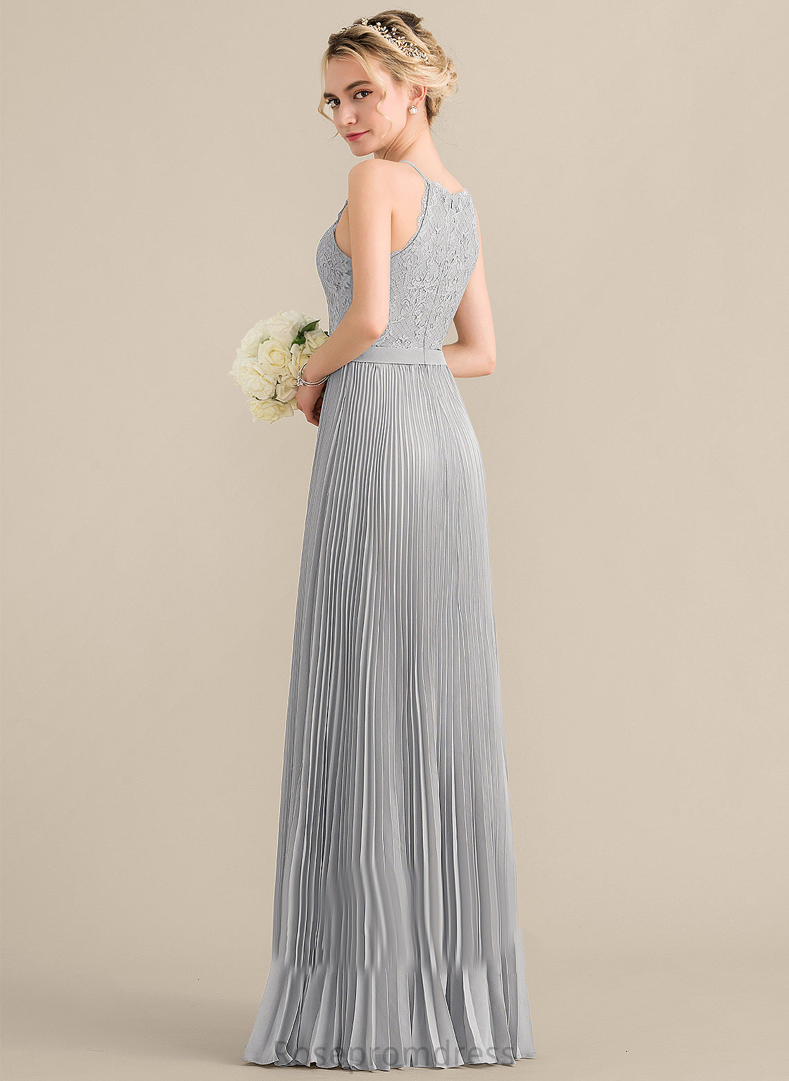 Length Embellishment Fabric Floor-Length A-Line Scoop Neckline Silhouette Pleated Helena Sleeveless Floor Length Bridesmaid Dresses