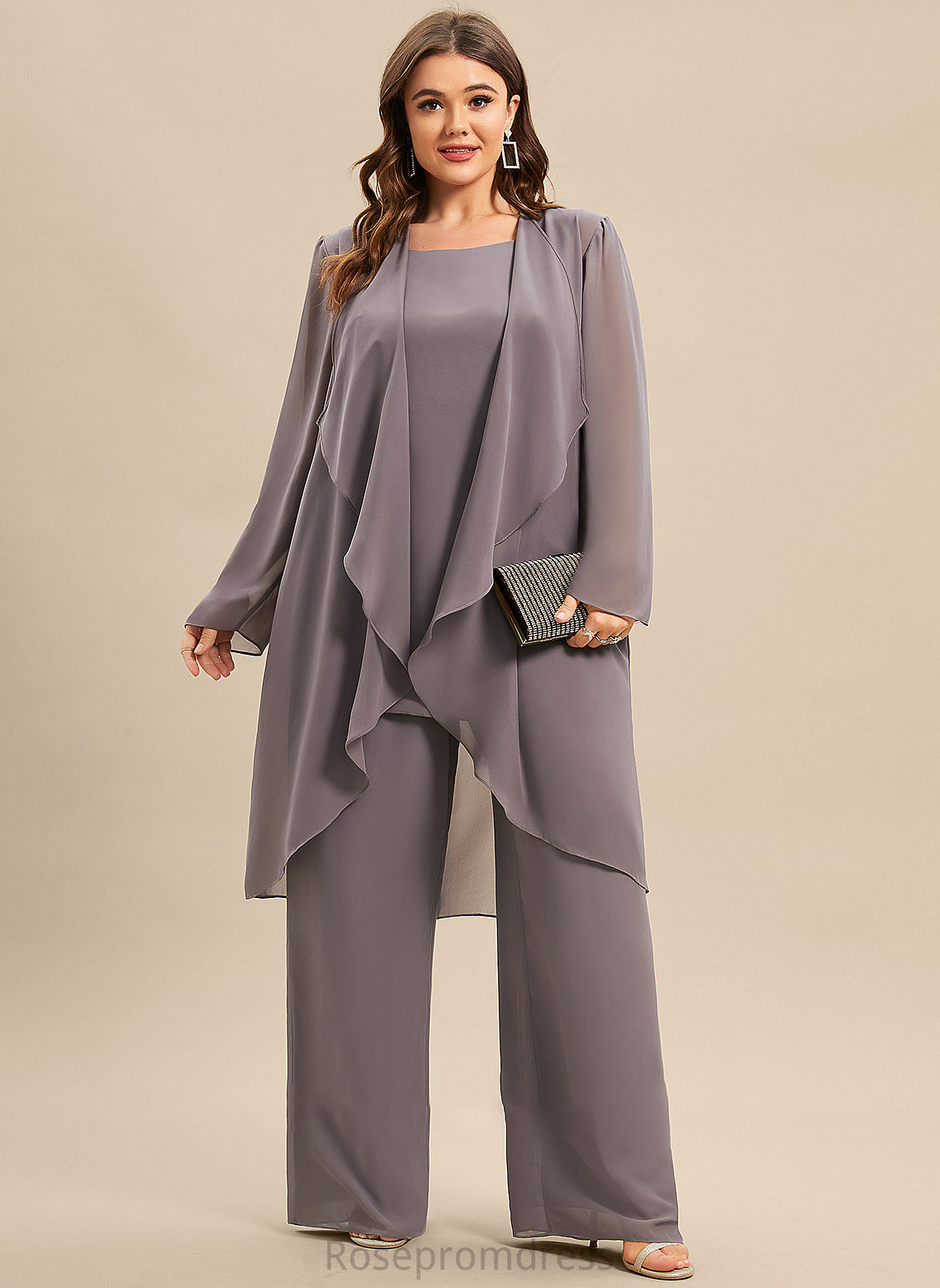 Bride Jumpsuit/Pantsuit Floor-Length Chiffon the Dress Scoop of Liz Mother Mother of the Bride Dresses Neck