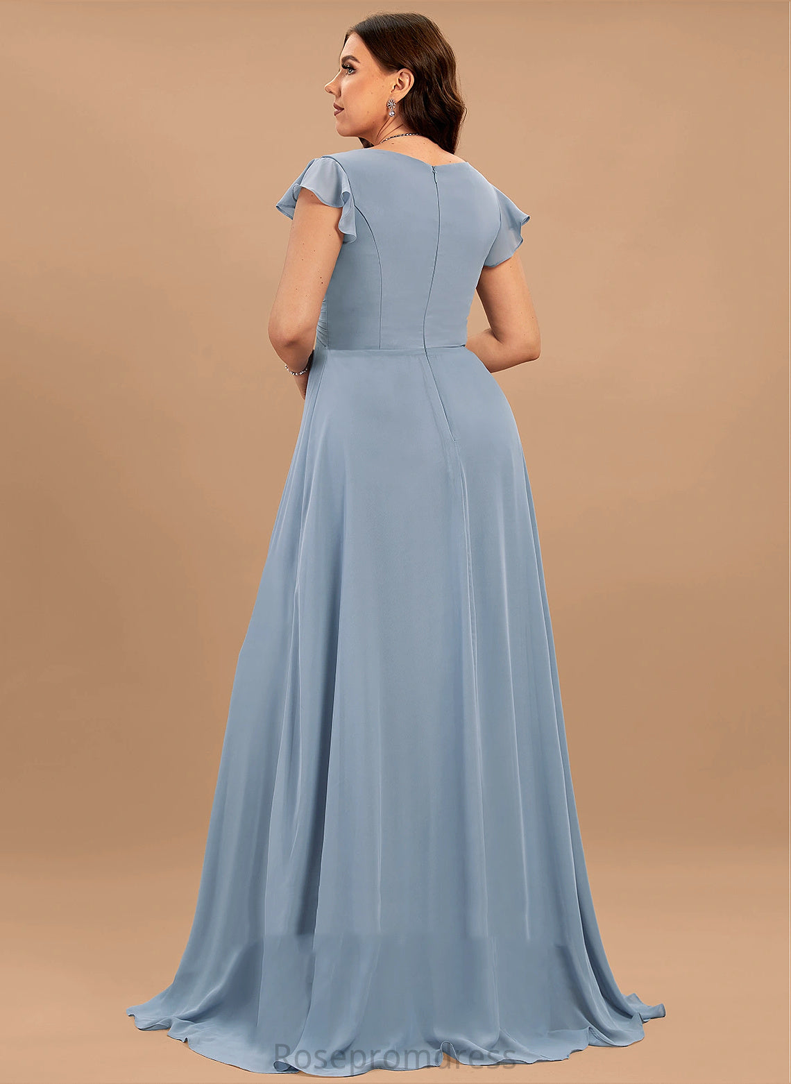 Length V-Neck Fabric Straps&Sleeves A-line Neckline Floor-Length Silhouette Ava Bridesmaid Dresses