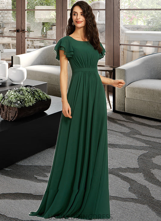 Annalise A-Line Scoop Neck Floor-Length Bridesmaid Dress With Ruffle DSP0012773